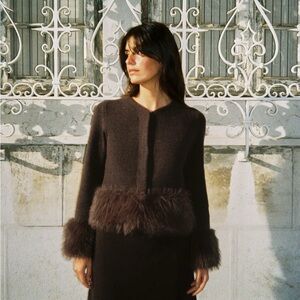 Zara Dark Brown Woolen Cardigan